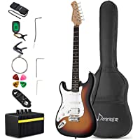 Donner Guitarra Eléctrica para zurdos de tamaño completo de 39 pulgadas con amplificador- bolsa- capo- correa- cuerda…